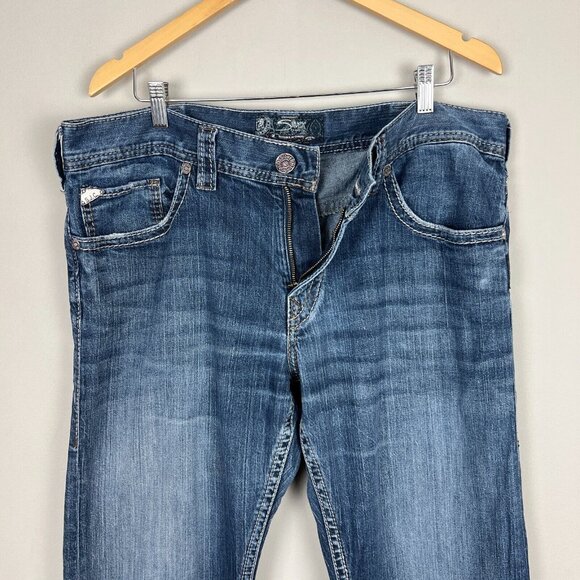 Silver Jeans Co Zac‎ Jeans Mens 36X30 Blue Denim Straight Leg Relaxed 5-Pocket - Picture 6 of 15